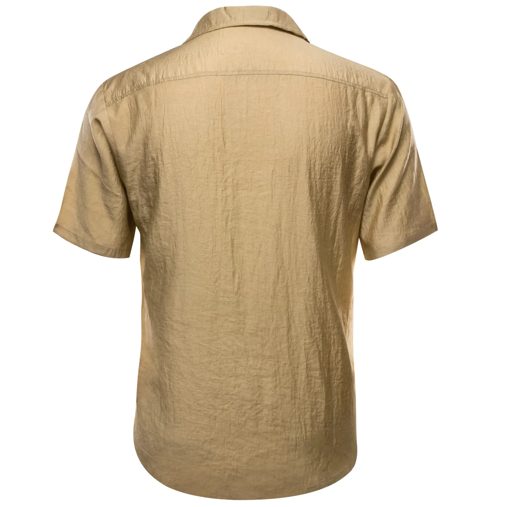 Barry Wang Tan Shirt Solid Light Brown Short Sleeves Shirt for Men