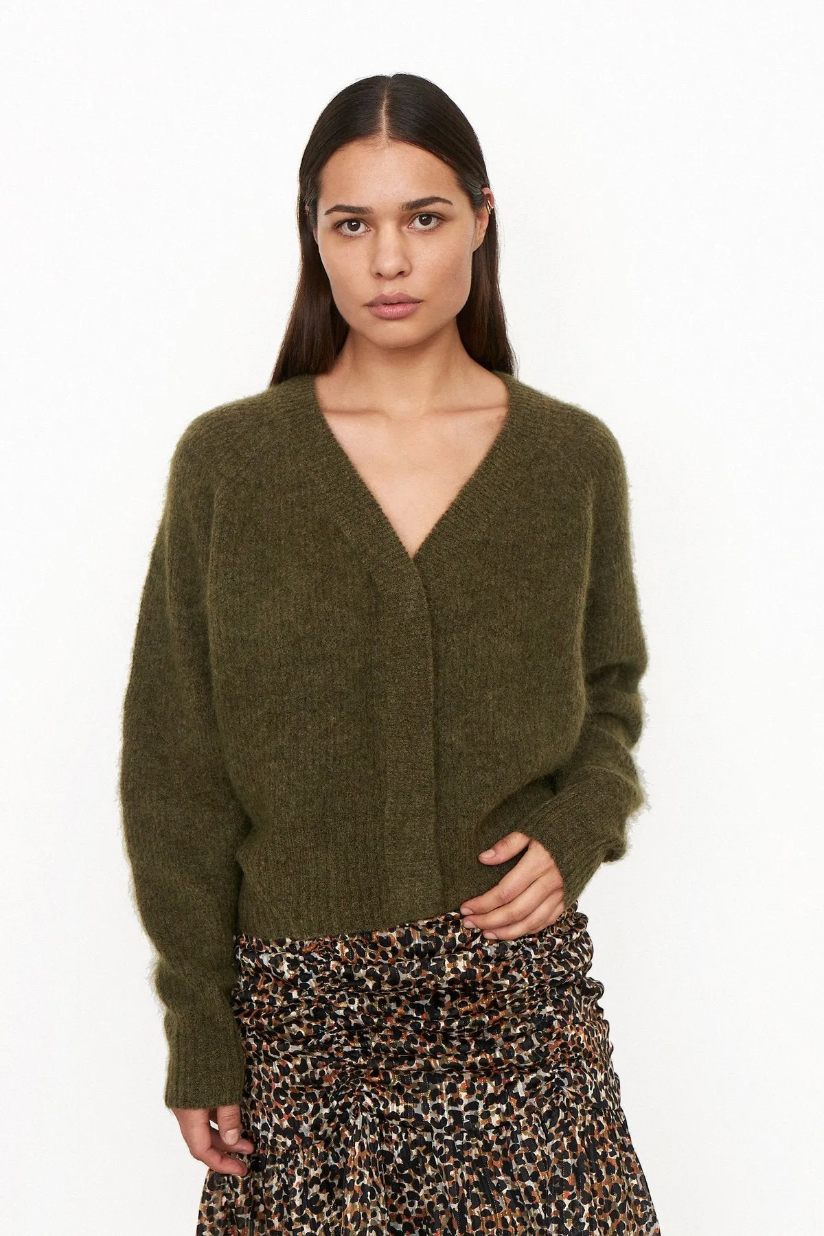 Brooky Knit Boxy Cardigan - Burnt Olive