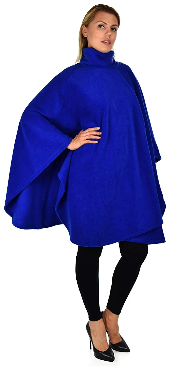 Dare2bStylish Women Poncho Style Fleece Cover Up with Muffler