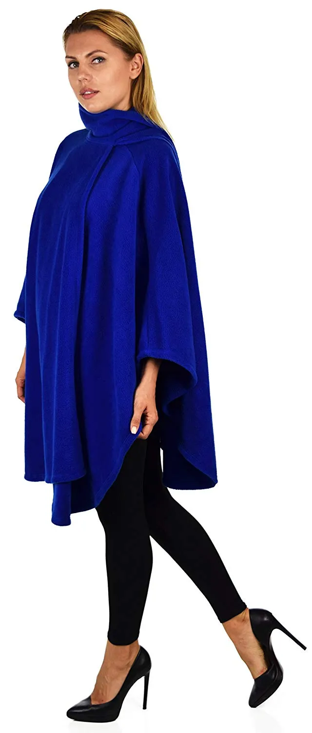 Dare2bStylish Women Poncho Style Fleece Cover Up with Muffler