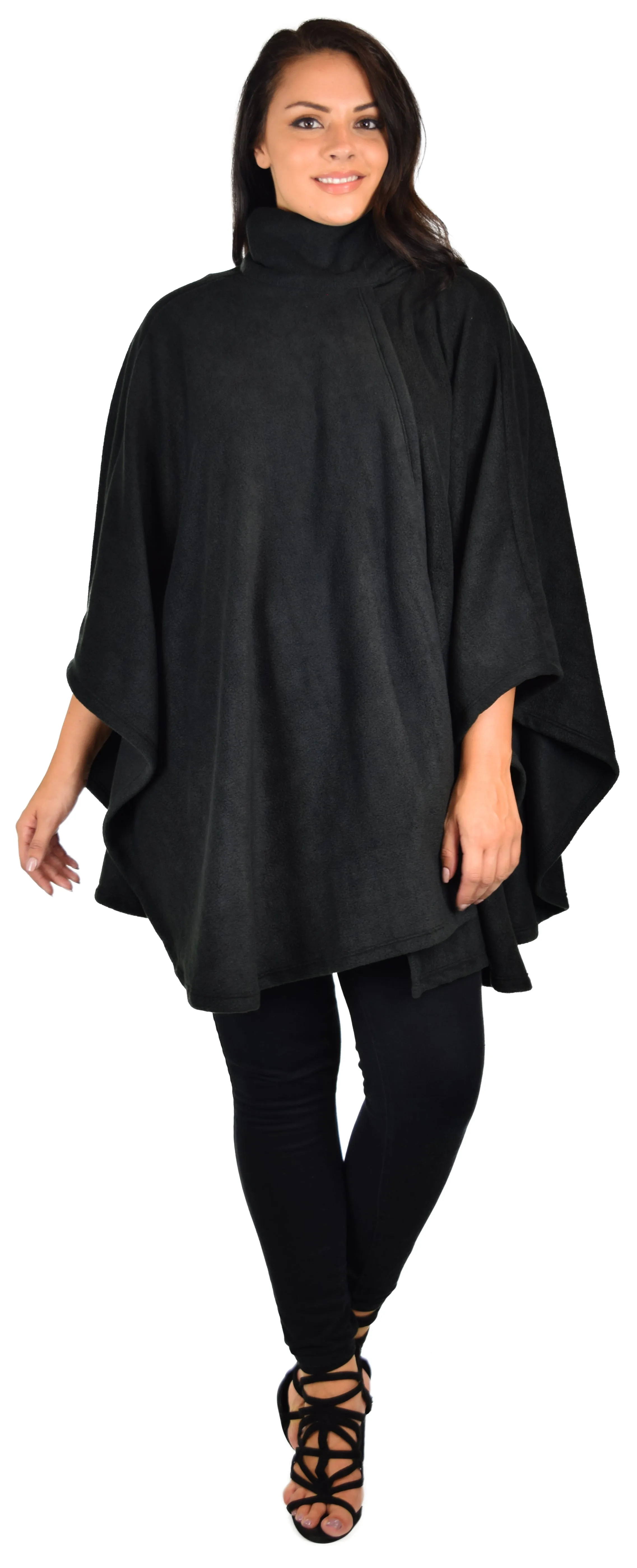 Dare2bStylish Women Poncho Style Fleece Cover Up with Muffler