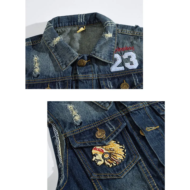 Dark Blue 23 Men Denim Vest