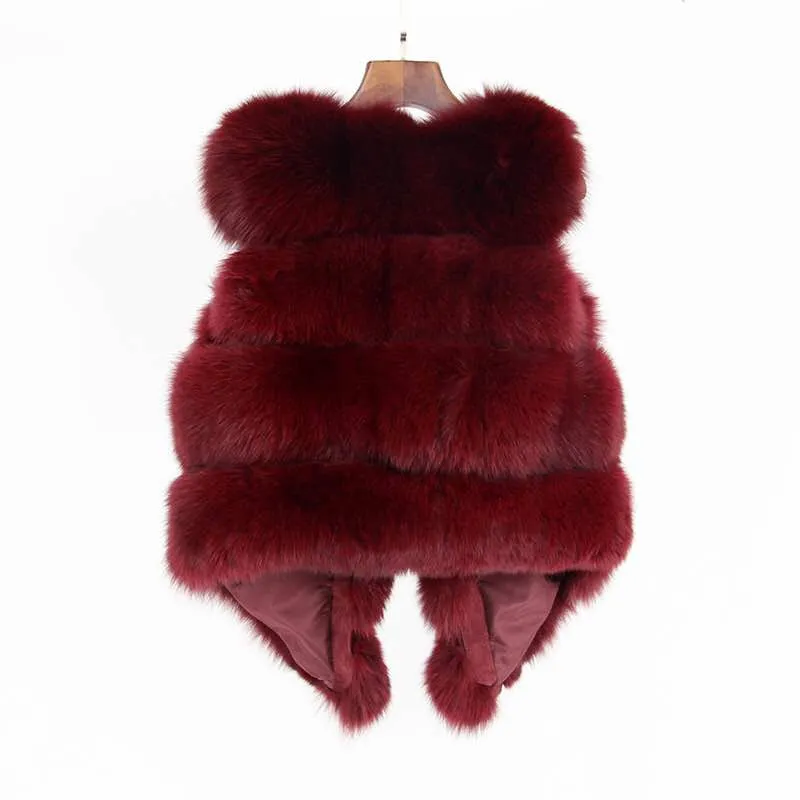 Fox Fur Vest in Burgundy