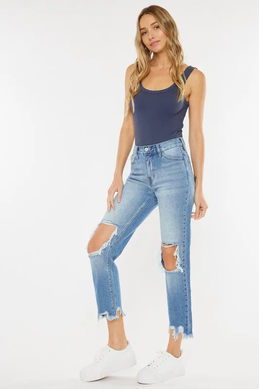 Jackie High Rise Distressed Mom Jeans
