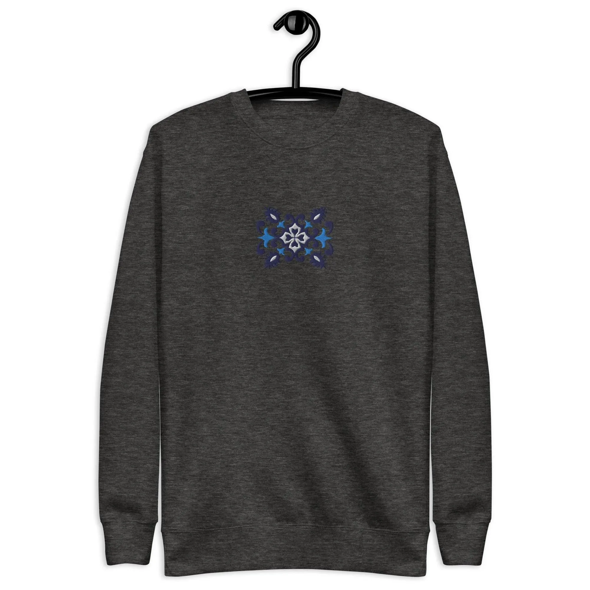 Portuguese Azulejo Tile Motif Embroidered Sweatshirt