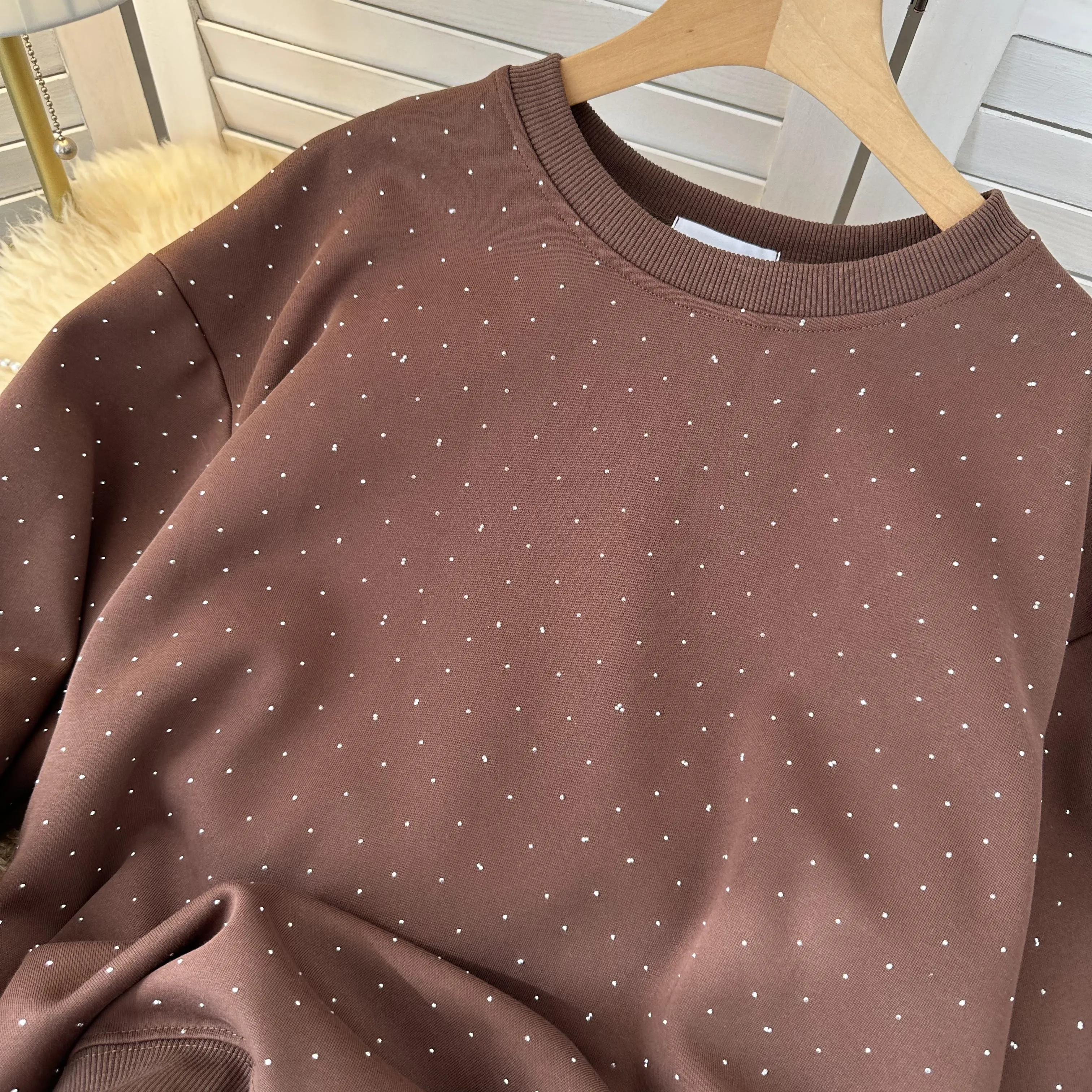 Rhinestone Studded Oversized Sweatshirt