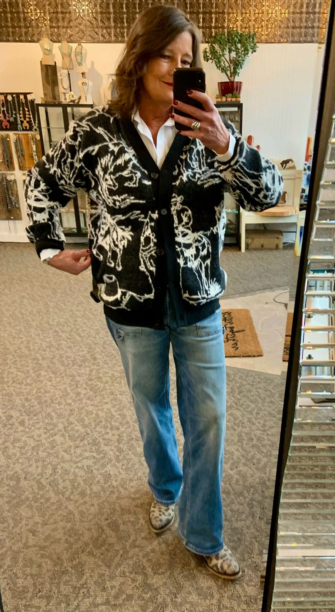 Rodeo Vibes Oversized Black & White Cardigan - S/M to 2X/3X