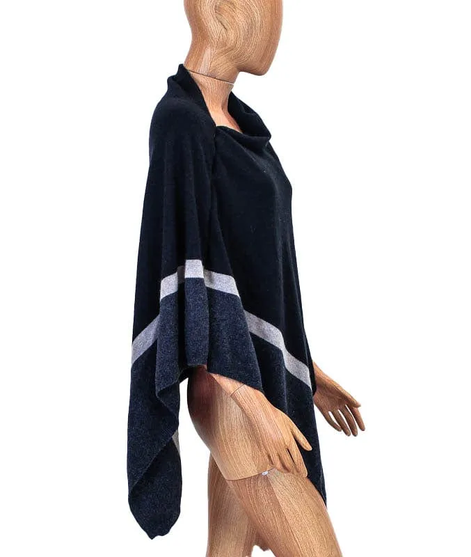 Striped Button Poncho Sweater