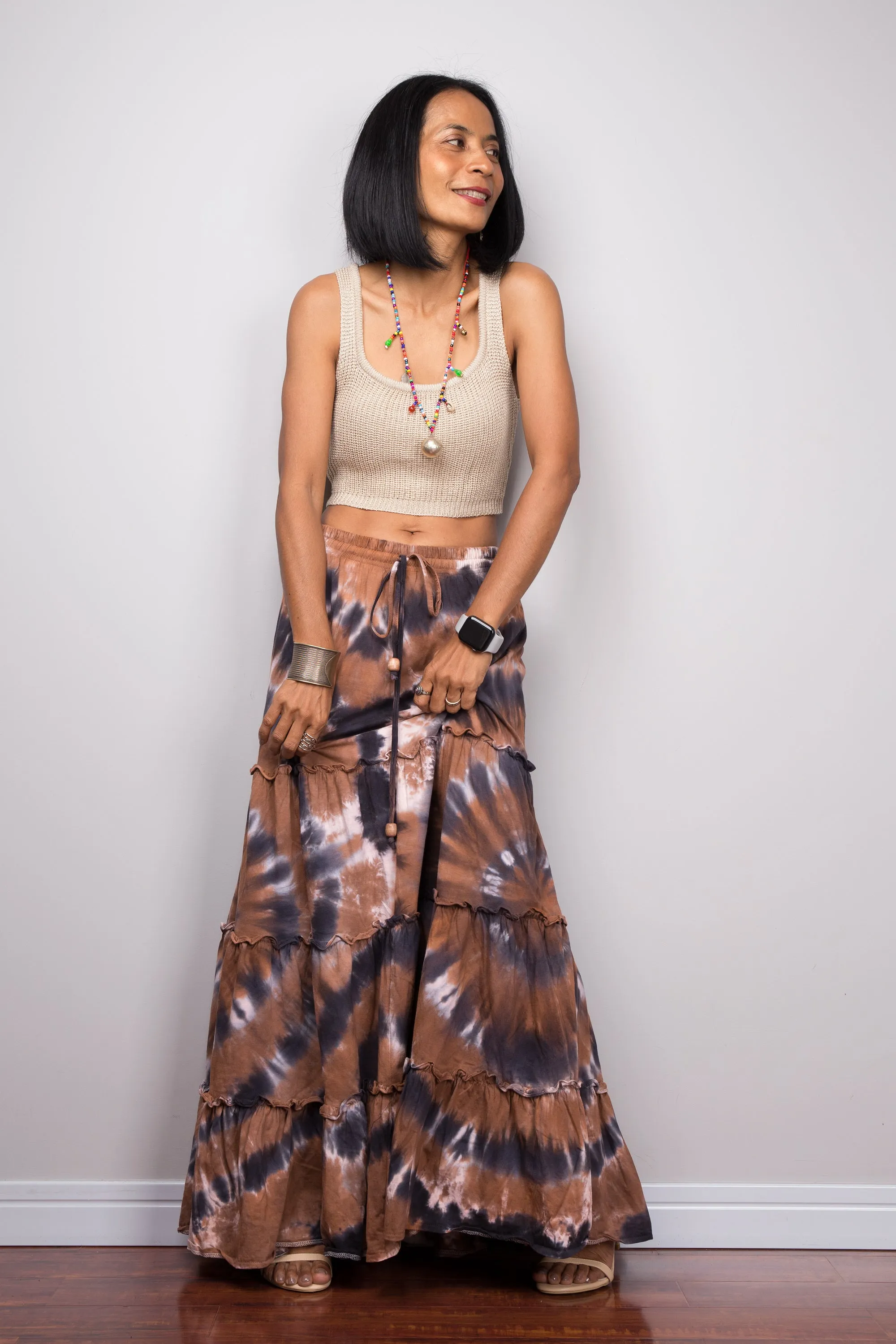 Tie dye skirt | Tiered maxi skirt | Boho skirt