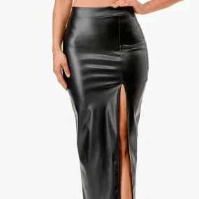 Vintage Style PU Leather Pinup Pencil Skirt
