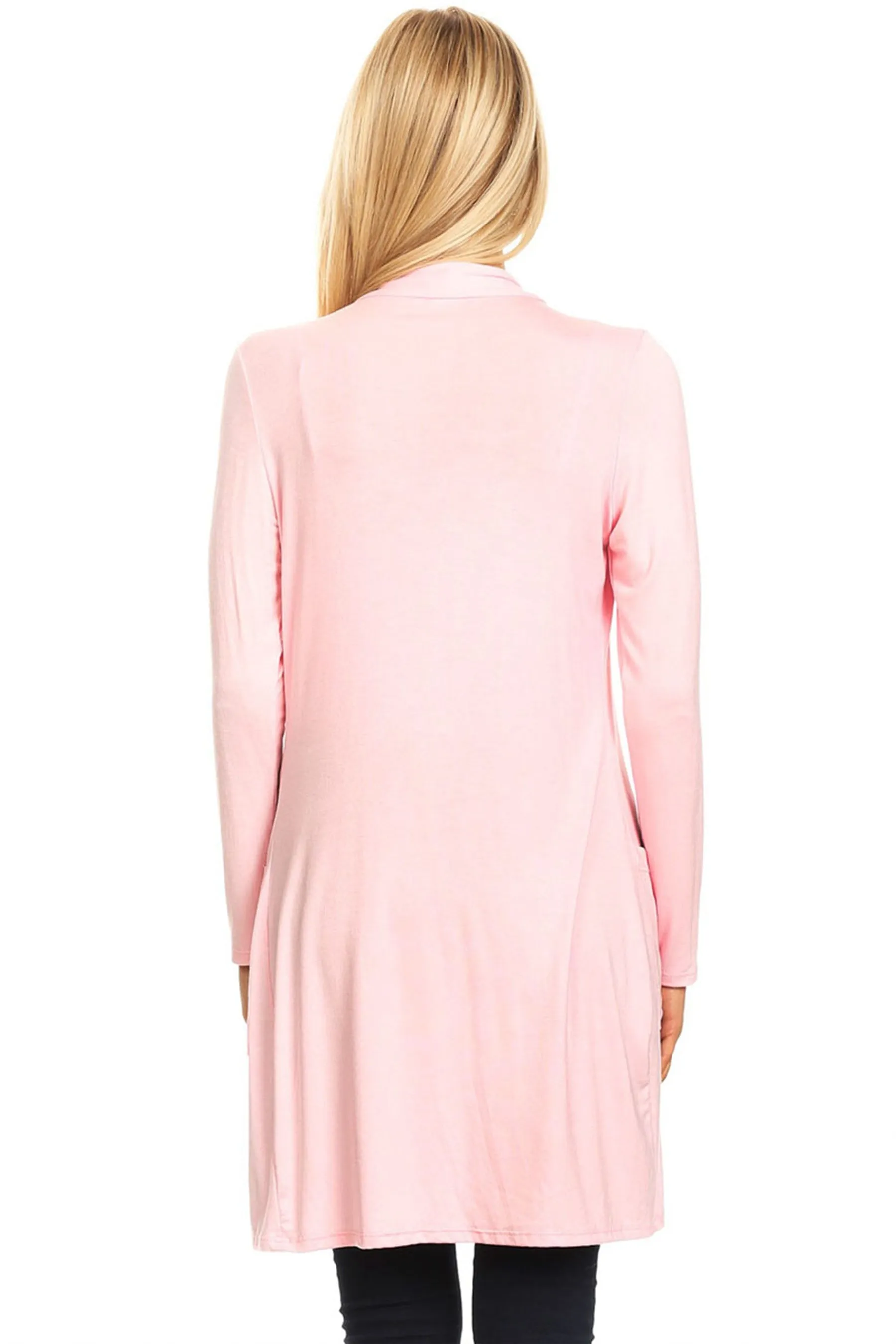 Women's Classic Open Front Long Sleeve Cardigan  with Side Pockets